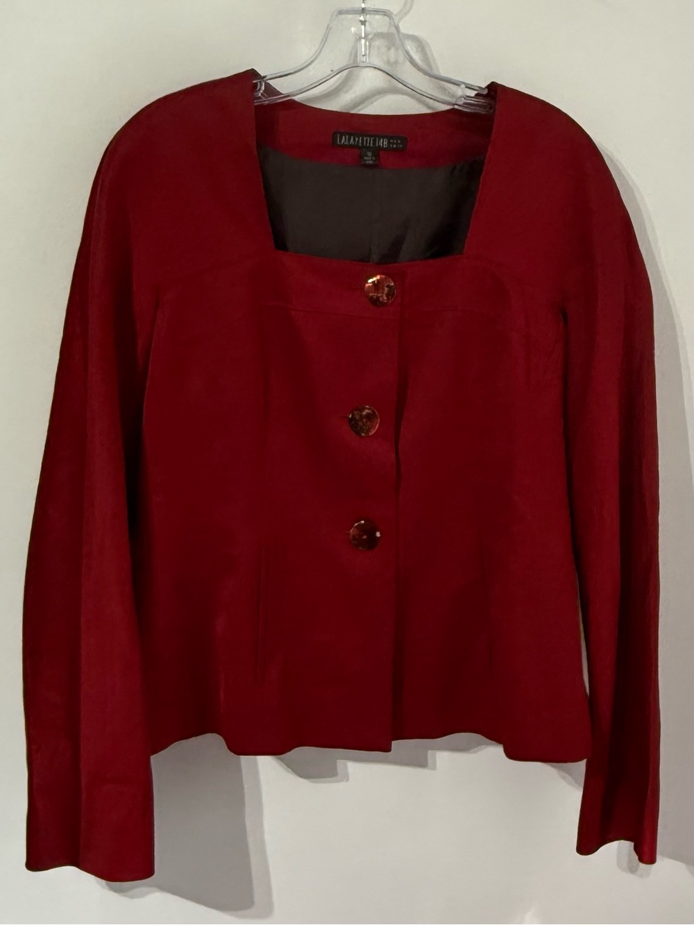 Lafayette 148 New York Crimson/cranberry color Button Jacket/blazer size 10